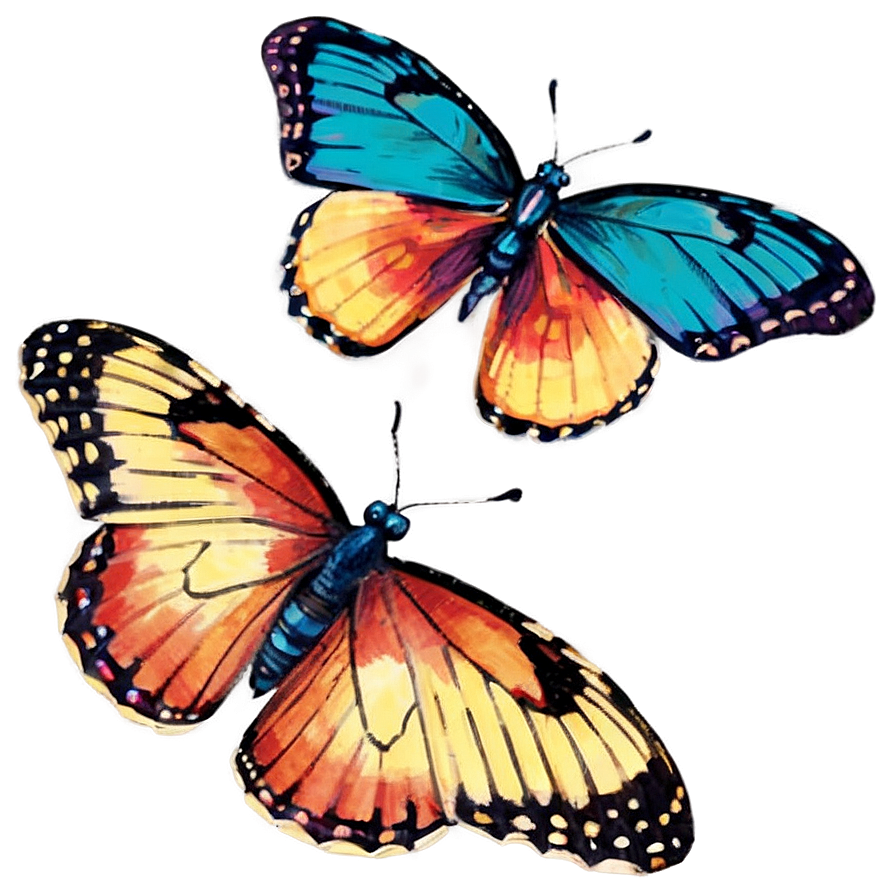 Vintage Butterflies Png Cev27 PNG image
