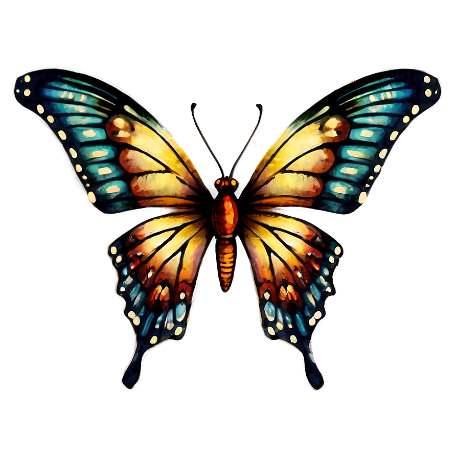 Vintage Butterfly Outline Png 05252024 PNG image
