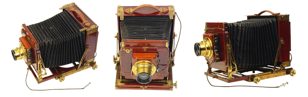 Vintage Camera Triple View PNG image