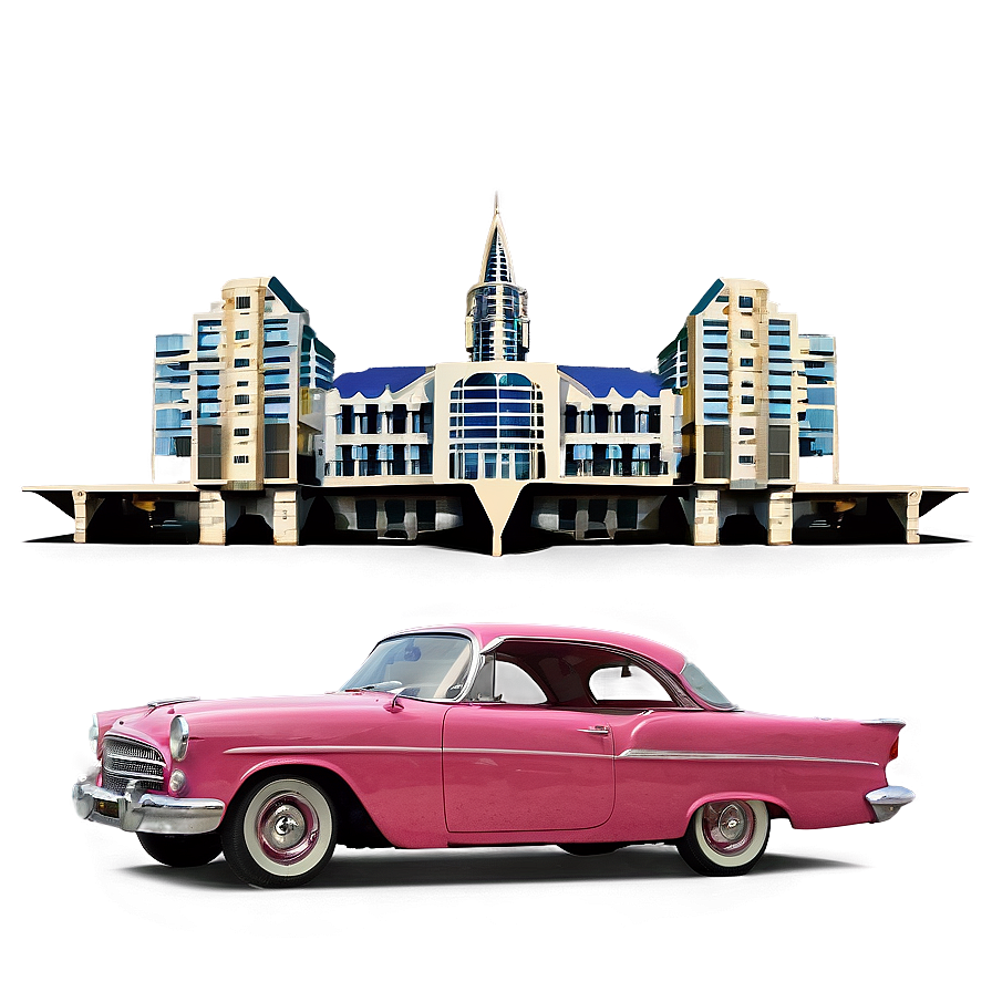 Vintage Car And Architecture Png Mqv99 PNG image