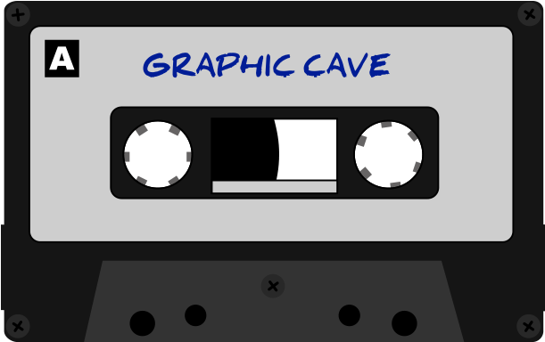 Vintage Cassette Tape Graphic Cave PNG image