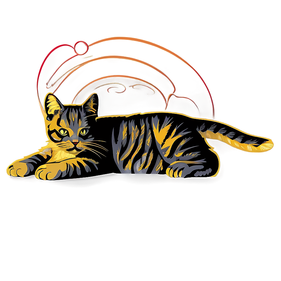 Vintage Cat Artwork Vector Png Ete65 PNG image