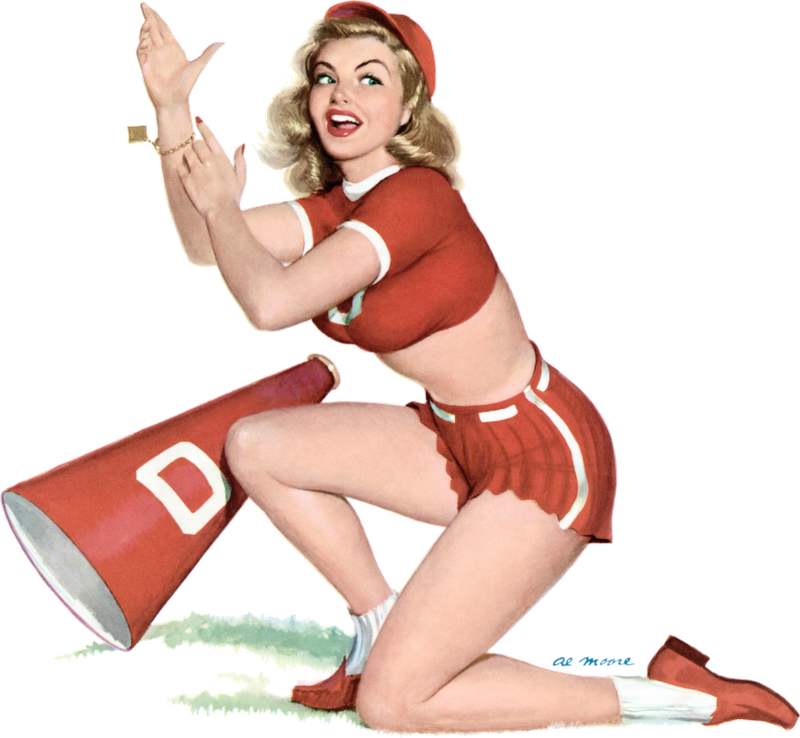Vintage Cheerleader Pinup Art PNG image
