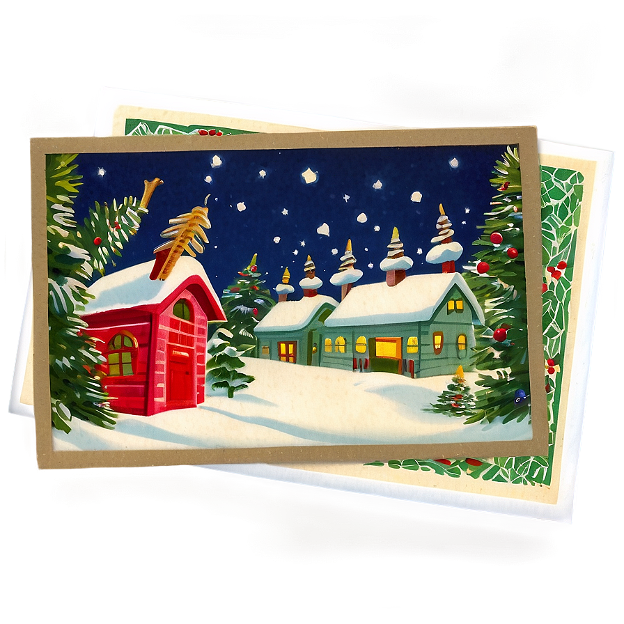 Vintage Christmas Card Png Xdj PNG image