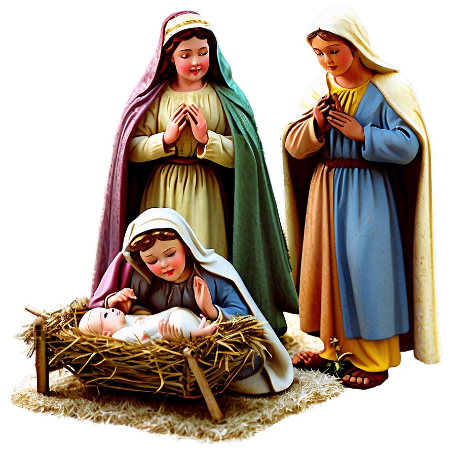 Vintage Christmas Nativity Scene Png Lbf8 PNG image