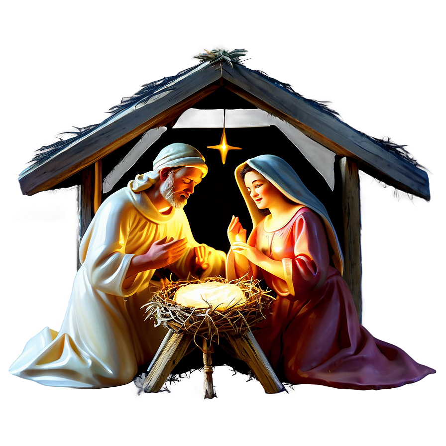 Vintage Christmas Nativity Scene Png Rpg PNG image