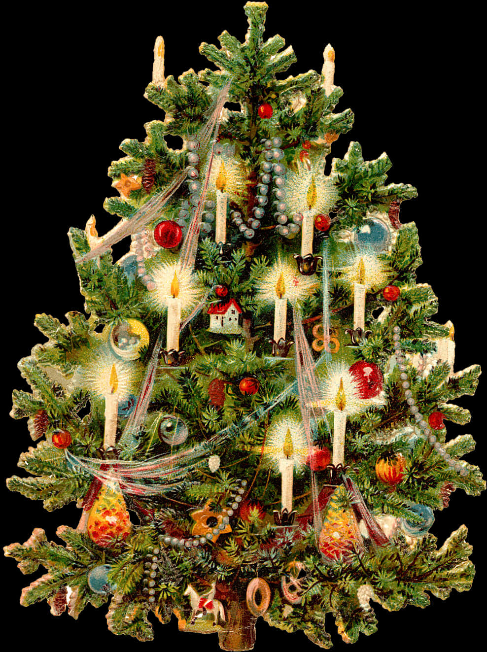 Vintage Christmas Tree Illustration PNG image