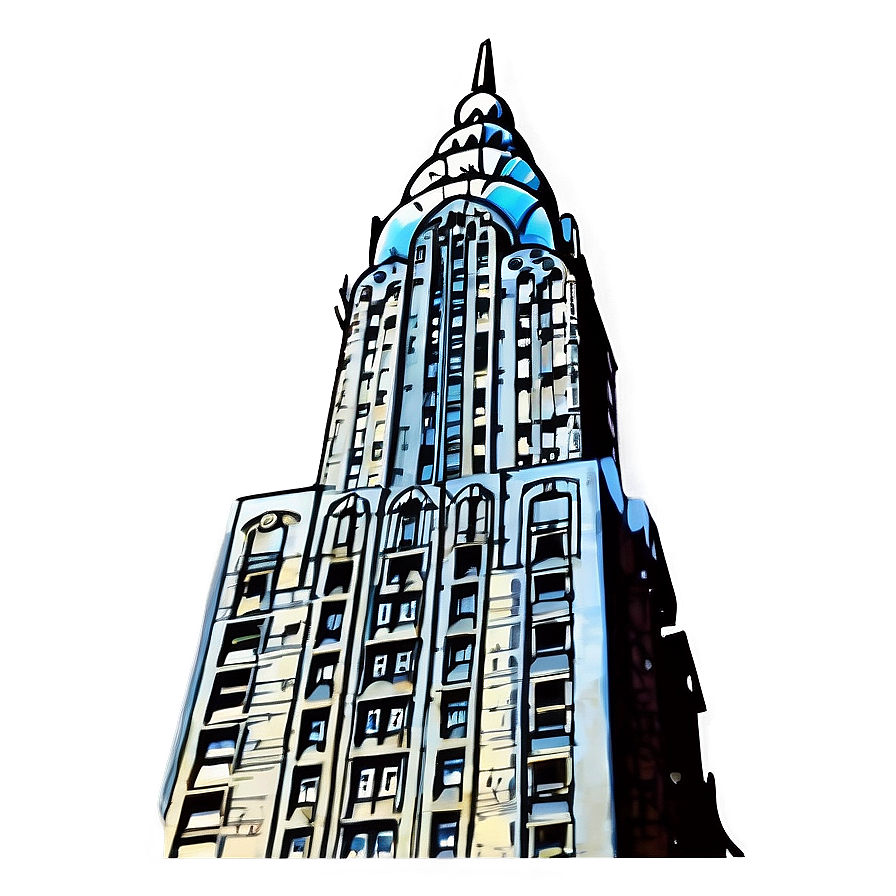 Vintage Chrysler Building Illustration Png 06252024 PNG image