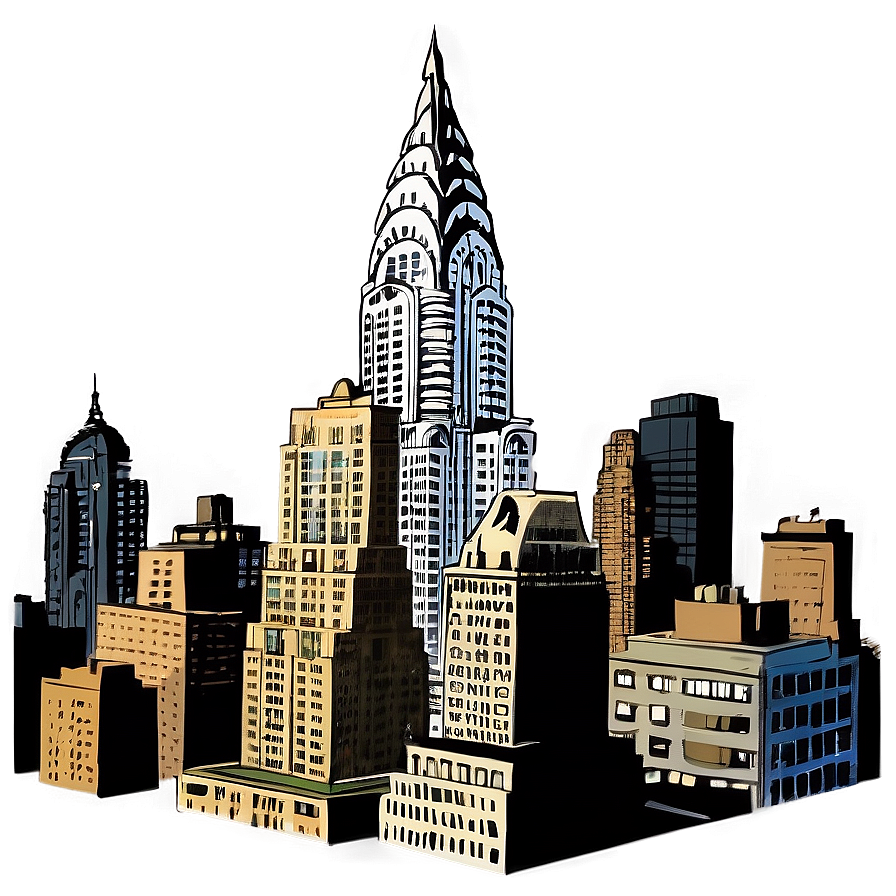 Vintage Chrysler Building Illustration Png 06252024 PNG image