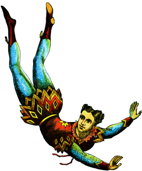 Vintage Circus Acrobat Falling PNG image