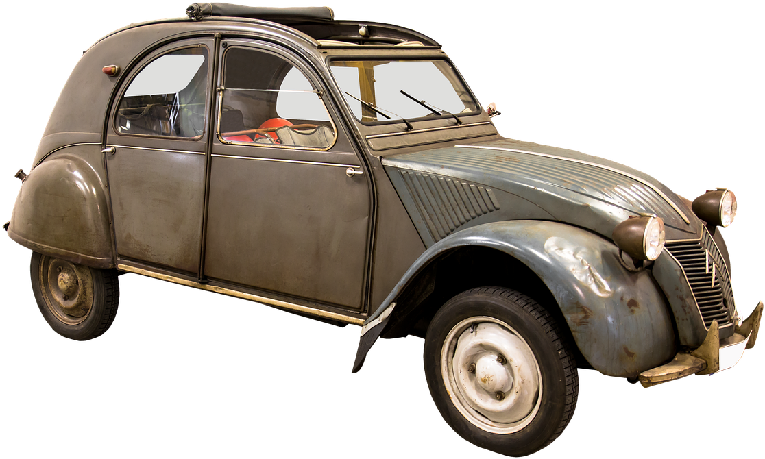 Vintage Citroen2 C Vwith Roof Rack PNG image