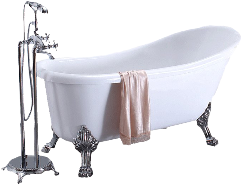 Vintage Clawfoot Bathtubwith Standing Faucet PNG image