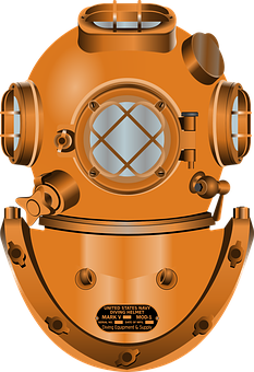 Vintage Copper Diving Helmet PNG image