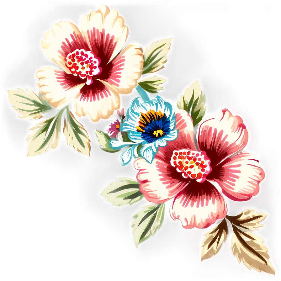 Vintage Corner Flower Motif Png Noa34 PNG image