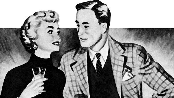 Vintage Couple Cocktail Party PNG image