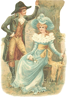 Vintage Couple Elegant Attire PNG image