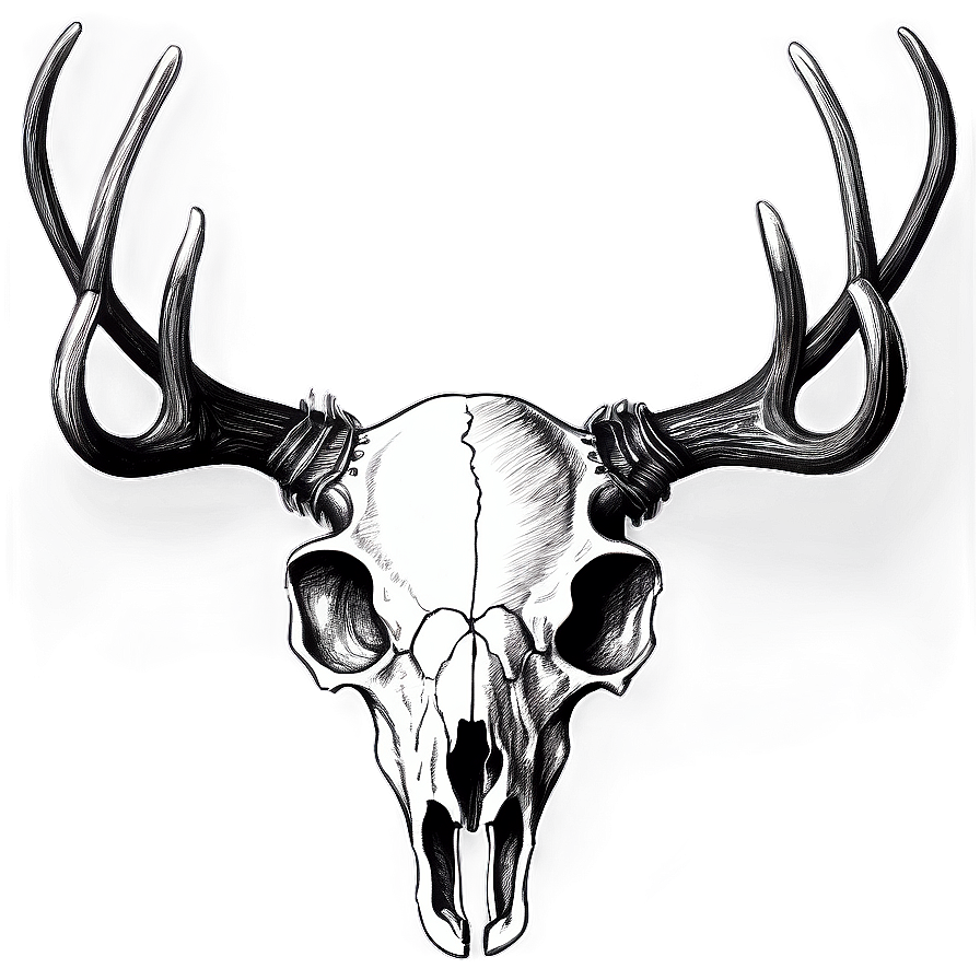 Vintage Deer Skull Sketch Png 06132024 PNG image