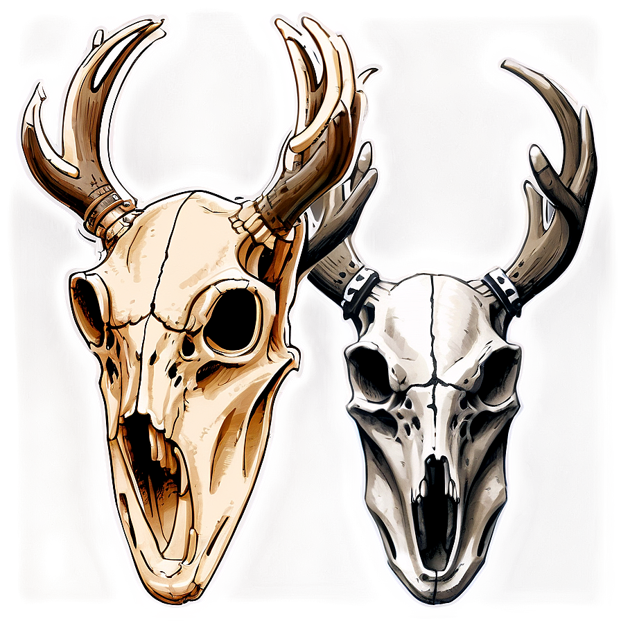 Vintage Deer Skull Sketch Png 06132024 PNG image