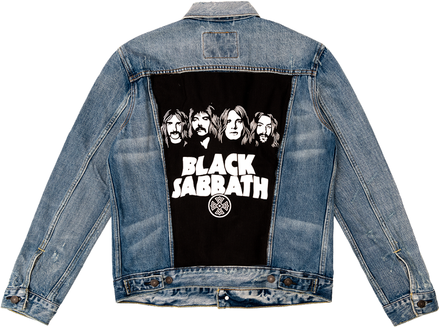 Vintage Denim Jacket Black Sabbath Patch PNG image