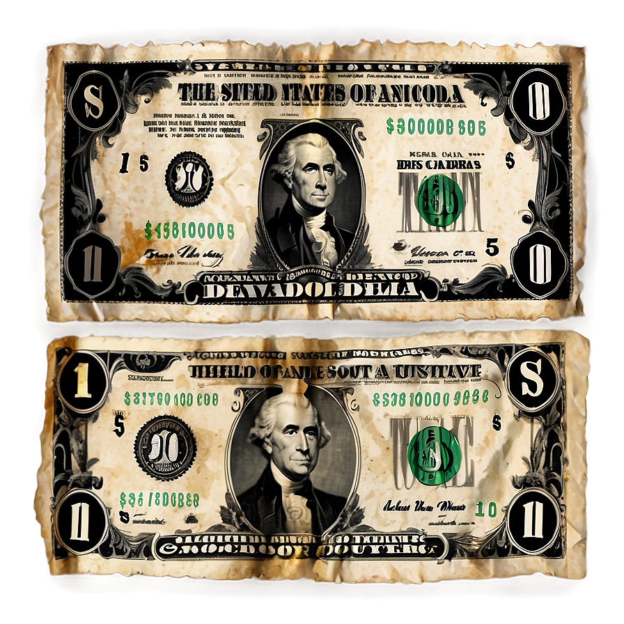 Vintage Dollar Bill Design Png 05252024 PNG image