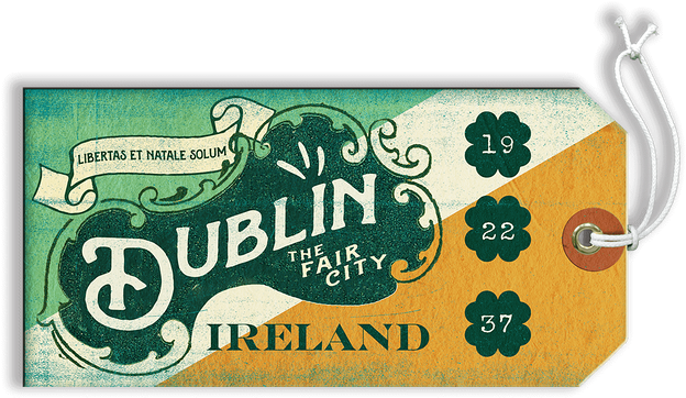 Vintage Dublin Luggage Tag PNG image