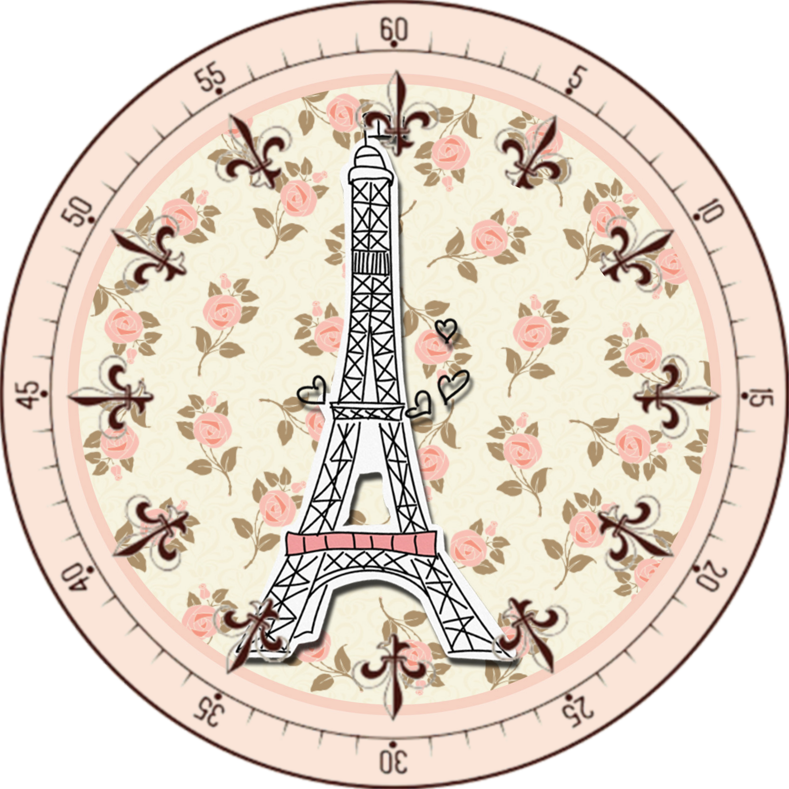 Vintage Eiffel Tower Clock Design PNG image