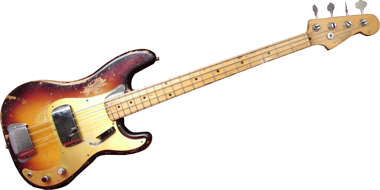 Vintage Electric Bass Guitar PNG image