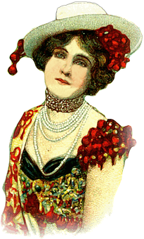 Vintage Elegant Womanwith Hat PNG image