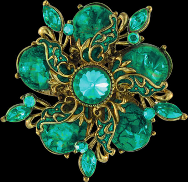 Vintage Emerald Gold Brooch Jewelry PNG image
