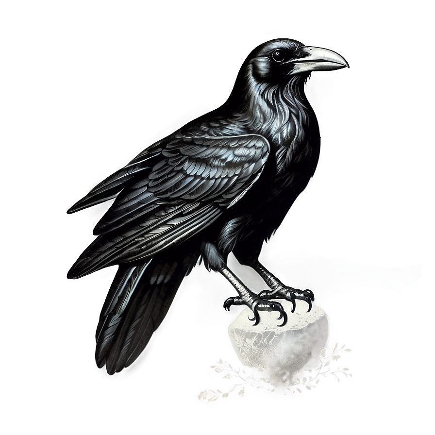 Vintage Engraved Raven Png 06122024 PNG image