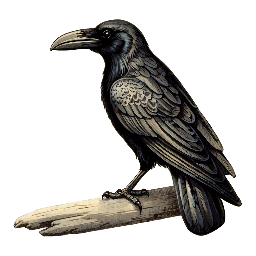 Vintage Engraved Raven Png Xld79 PNG image