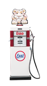 Vintage Esso Gas Pumpwith Tiger Mascot PNG image