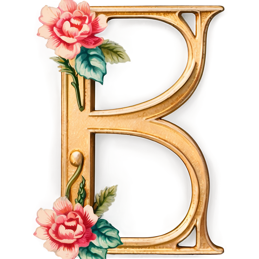 Vintage Flora Monogram Png Lnd58 PNG image