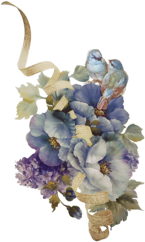 Vintage Floral Bouquetwith Birds PNG image