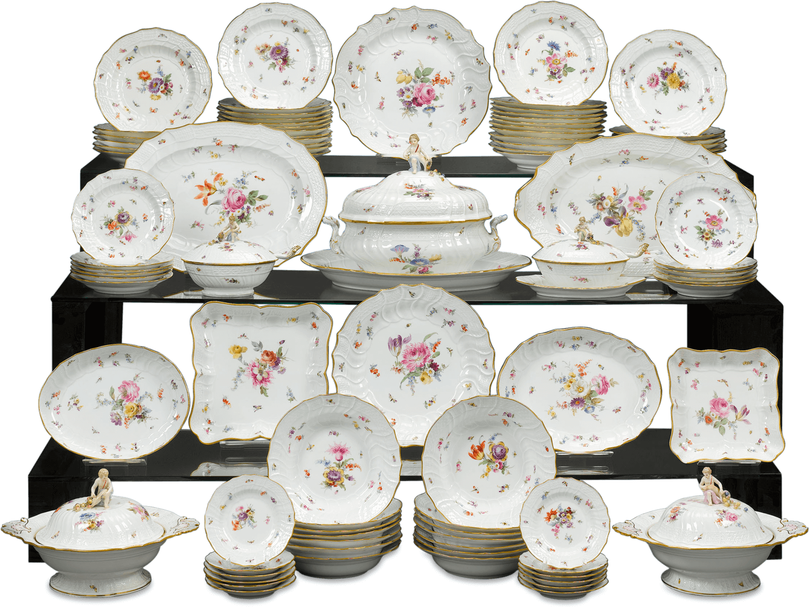 Vintage Floral Dinnerware Set PNG image