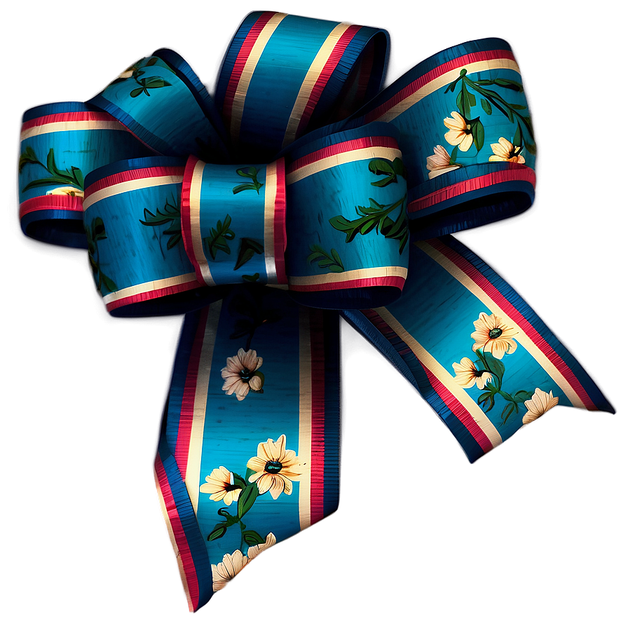 Vintage Floral Gift Bow Png 06132024 PNG image