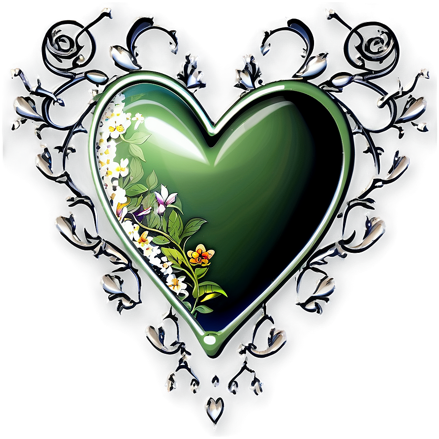 Vintage Floral Heart Png 61 PNG image