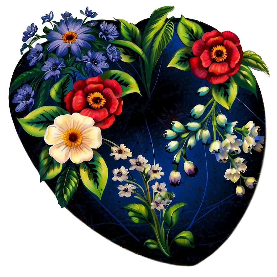 Vintage Floral Heart Png Qsa PNG image