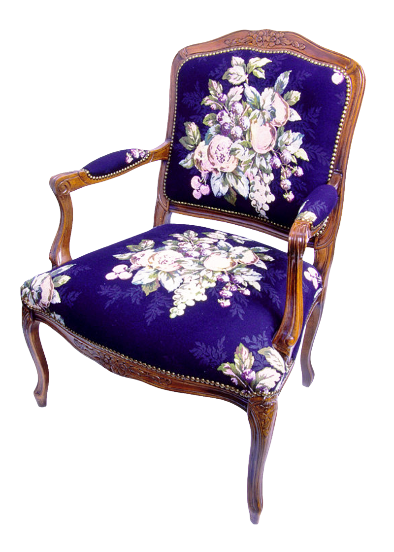 Vintage Floral Upholstered Armchair PNG image