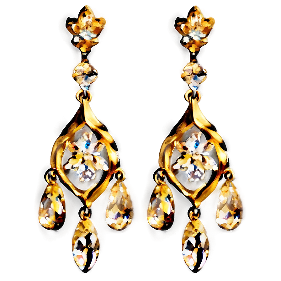 Vintage Gold Chandelier Earrings Png 06262024 PNG image