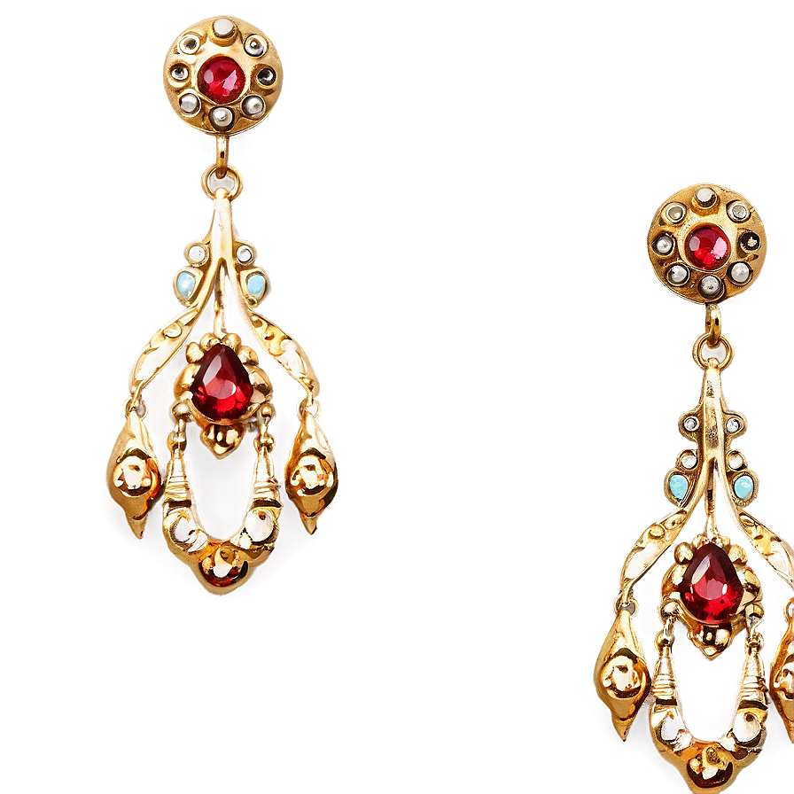 Vintage Gold Chandelier Earrings Png 54 PNG image