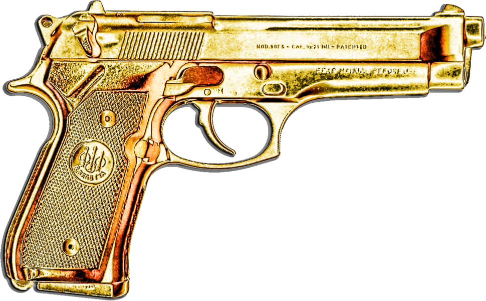 Vintage Golden Pistol PNG image