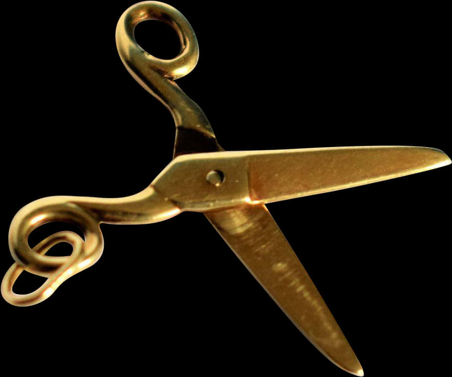 Vintage Golden Scissors Isolated PNG image