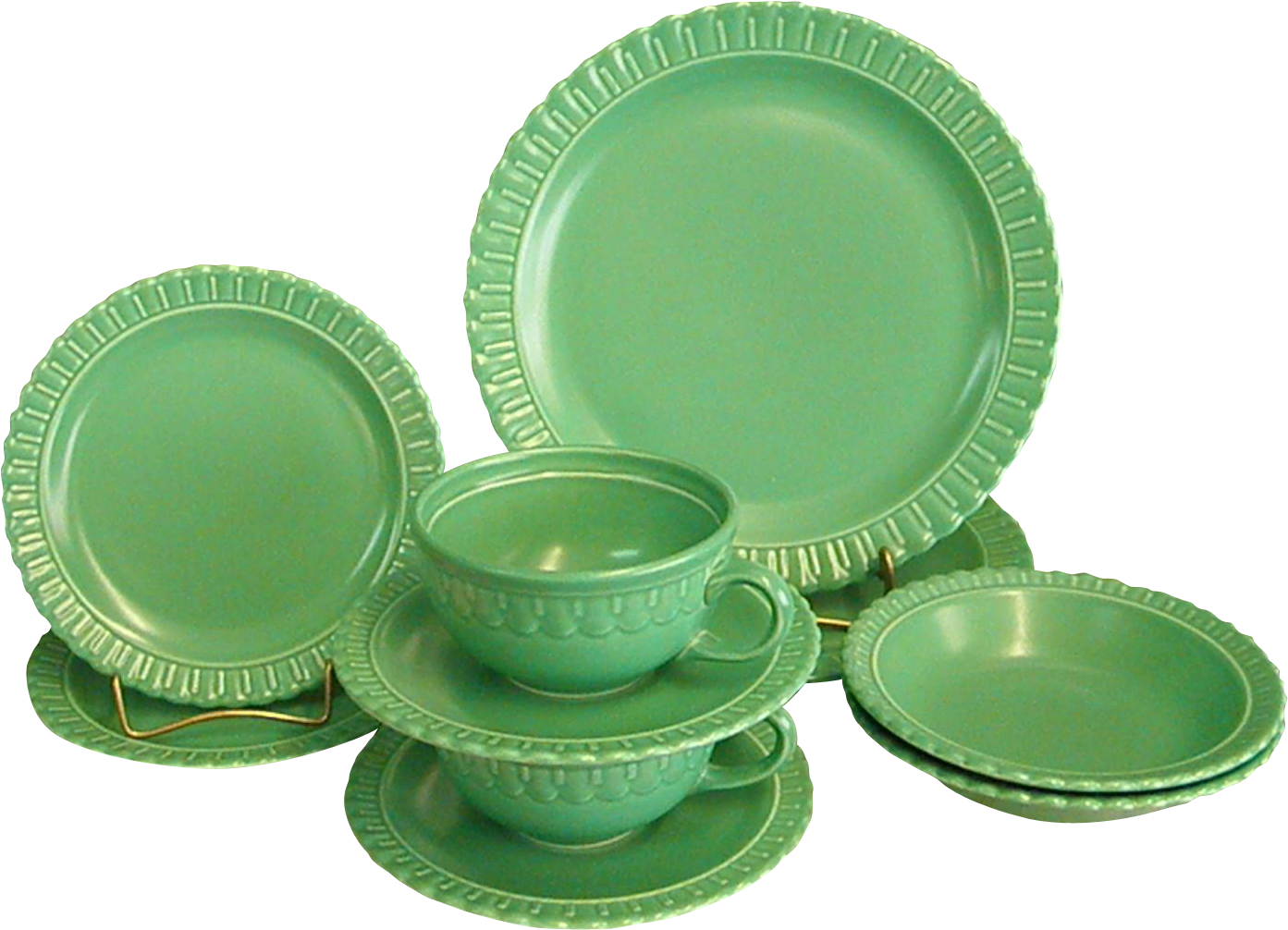 Vintage Green Dinnerware Set PNG image
