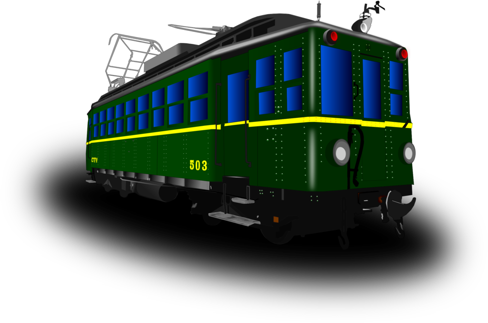 Vintage Green Trolley503 PNG image