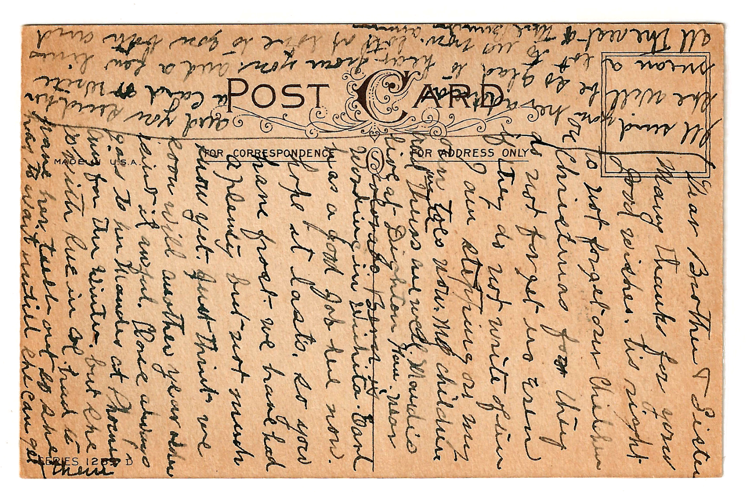 Vintage Handwritten Postcard Back PNG image