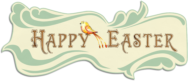 Vintage Happy Easter Bannerwith Bird PNG image