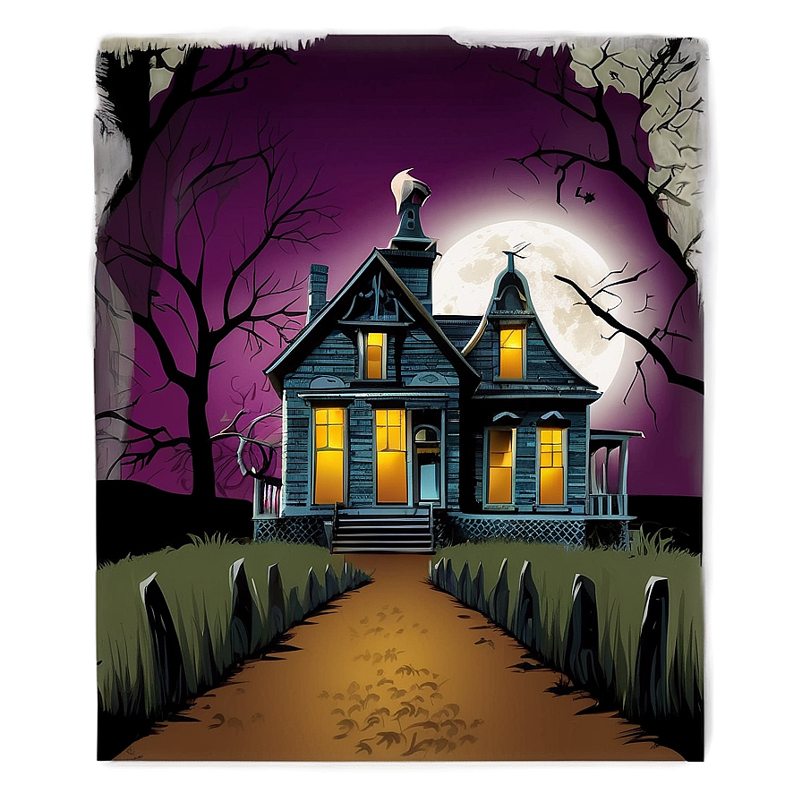 Vintage Haunted House Illustration Png 85 PNG image