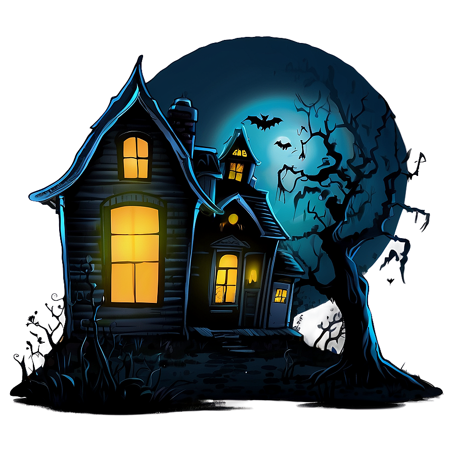 Vintage Haunted House Illustration Png Ctn PNG image