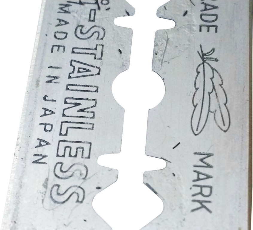 Vintage Japanese Stainless Razor Blade PNG image